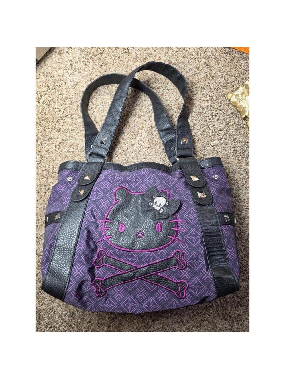 Hello Kitty Skull Studded Shoulder Bag Purple Black Gothic Medieval